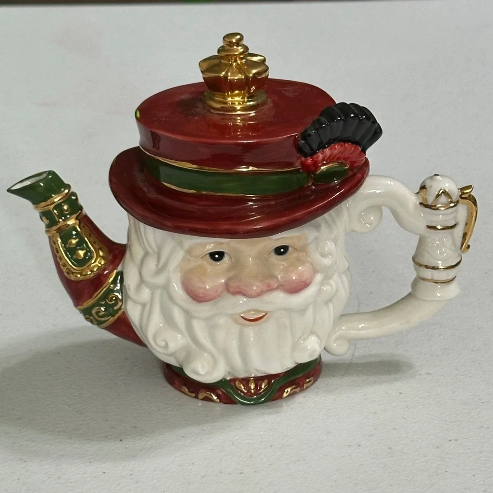 Bavarian Claus Santa Figural Ceramic Teapot & Mug Set Christmas Seasonal Decor - Picture 3 of 9